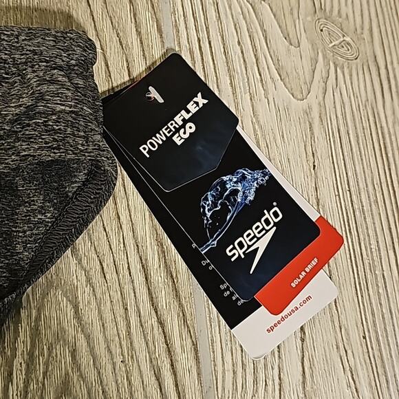 Speedo Heather Grey Solar Brieft Mens Swimsuit Size 32 NEW - Picture 2 of 8
